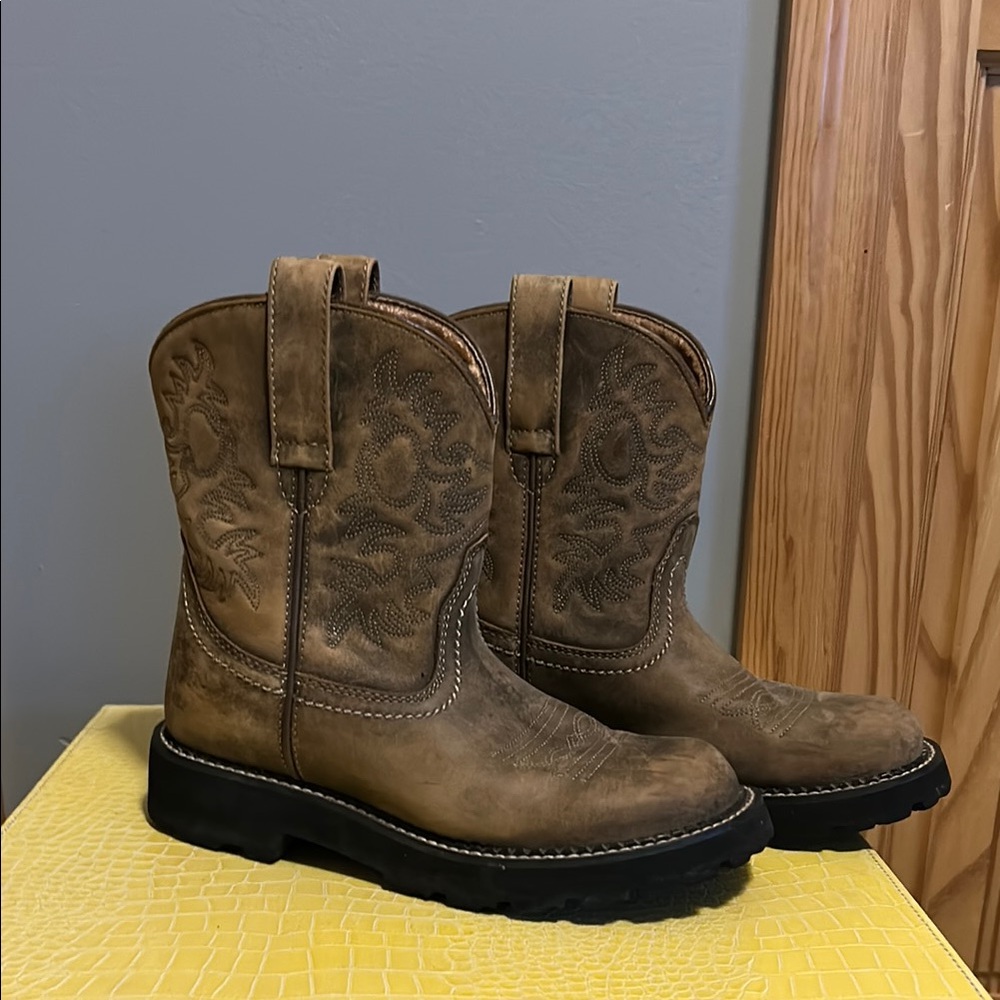 Ariat Brown Heeled Boots with Western Stitching